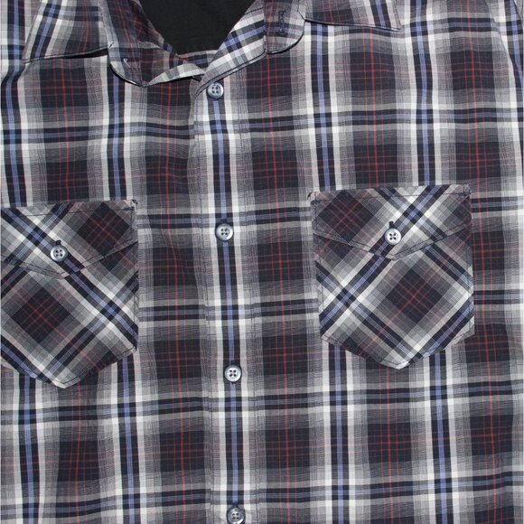 Banana Republic Mens Button Front Plaid Shirt-Blue/Black-Size Large-16-16.5 - Picture 5 of 9